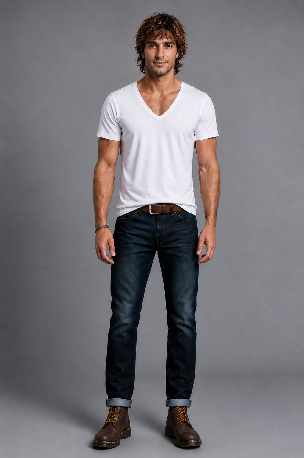 CAMISETA CUELLO EN V BLANCA
