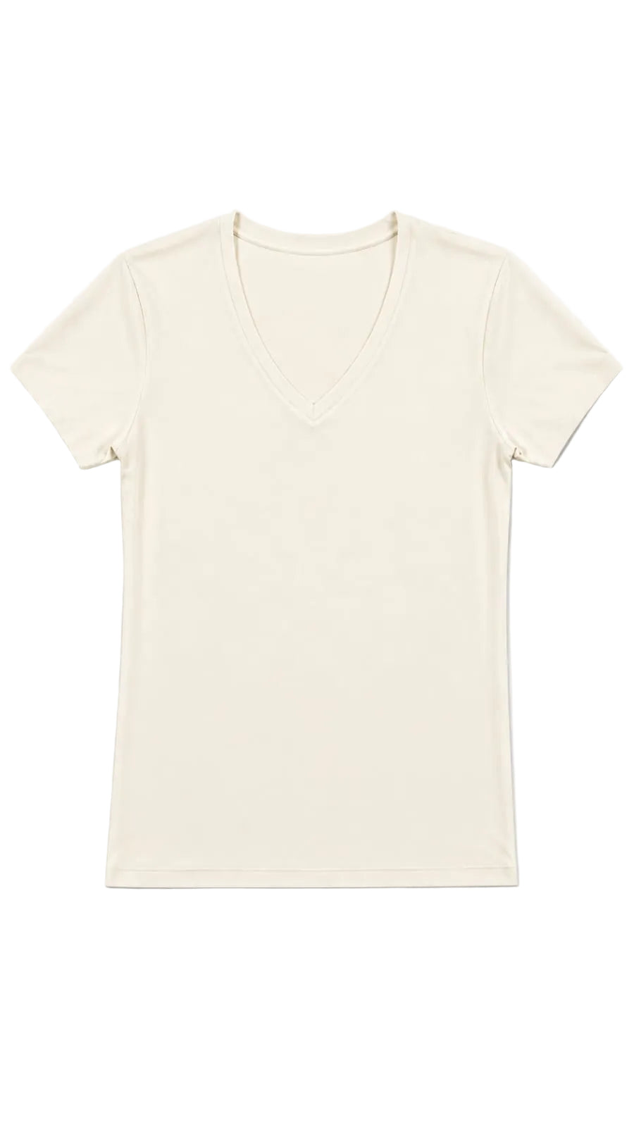 CAMISETA CUELLO EN V MARFIL