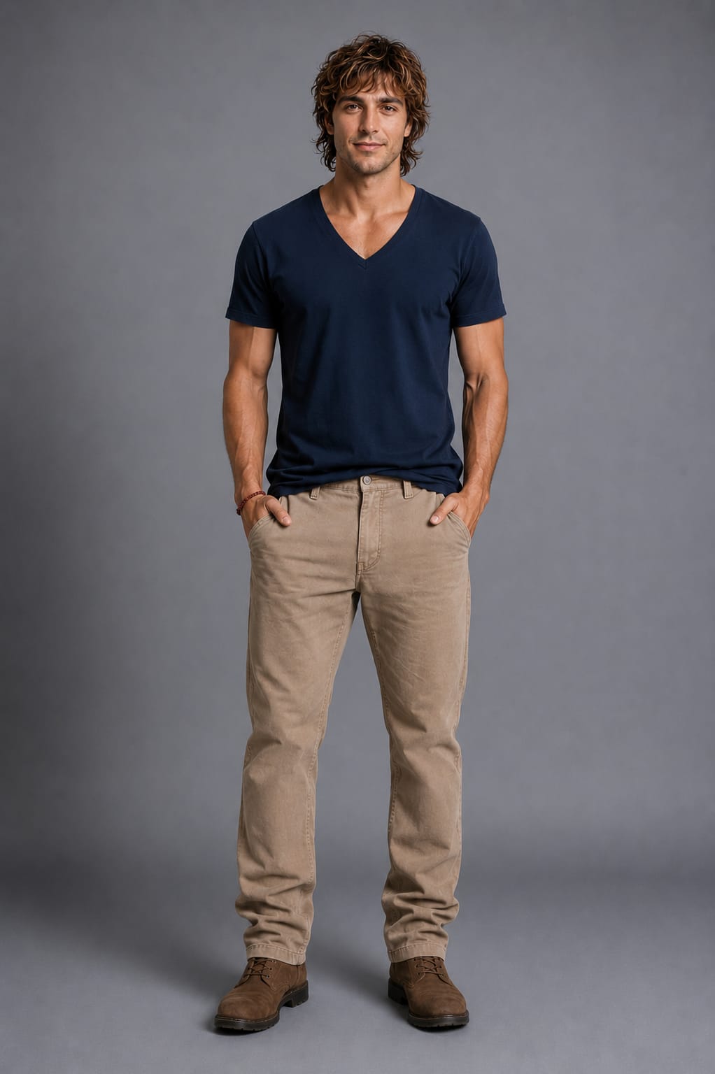 CAMISETA CUELLO EN V AZUL NAVY