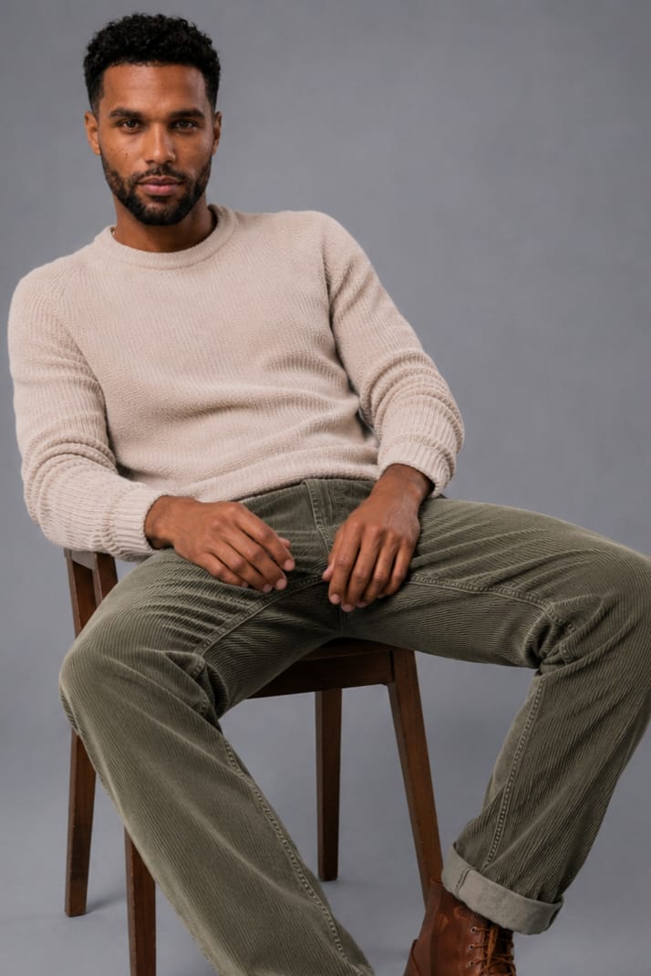 PANTALON CORDUROY VERDE OLIVA