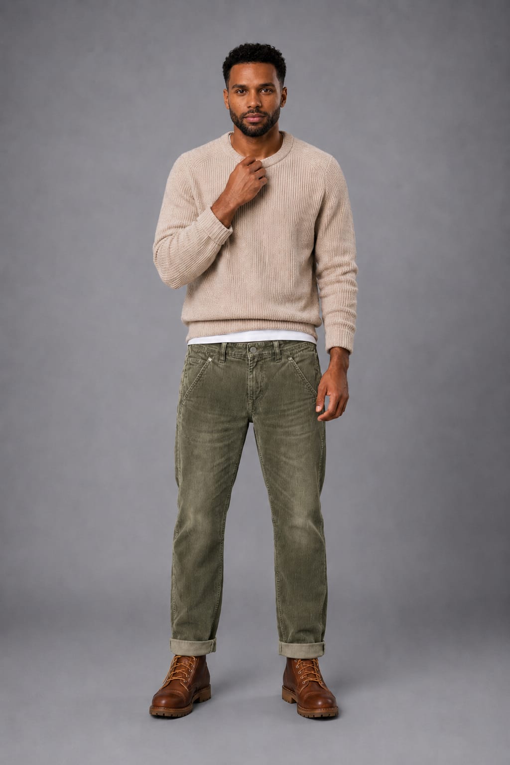 PANTALON CORDUROY VERDE OLIVA