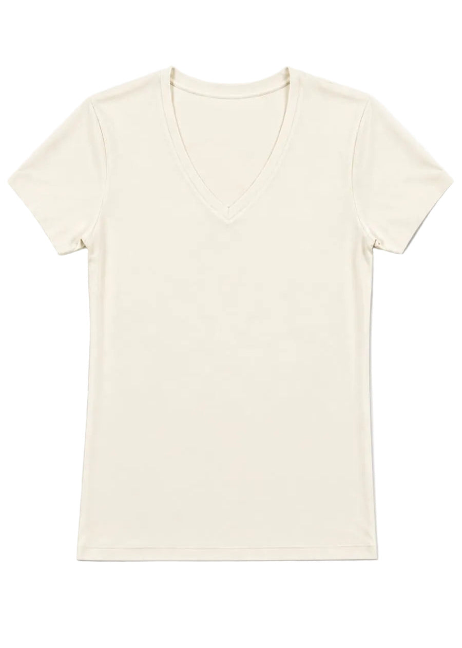 CAMISETA CUELLO EN V BLANCA