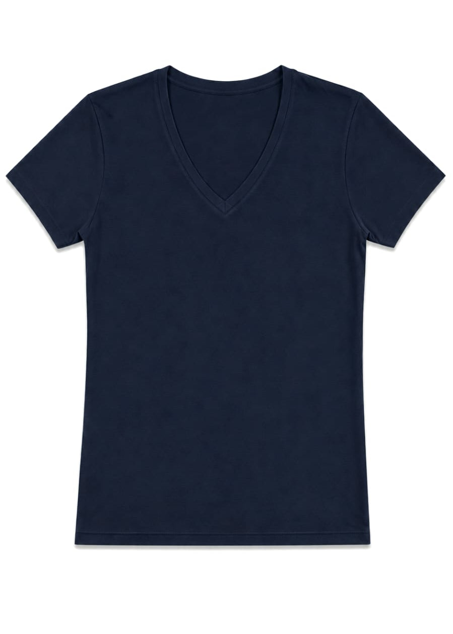 CAMISETA CUELLO EN V MARFIL